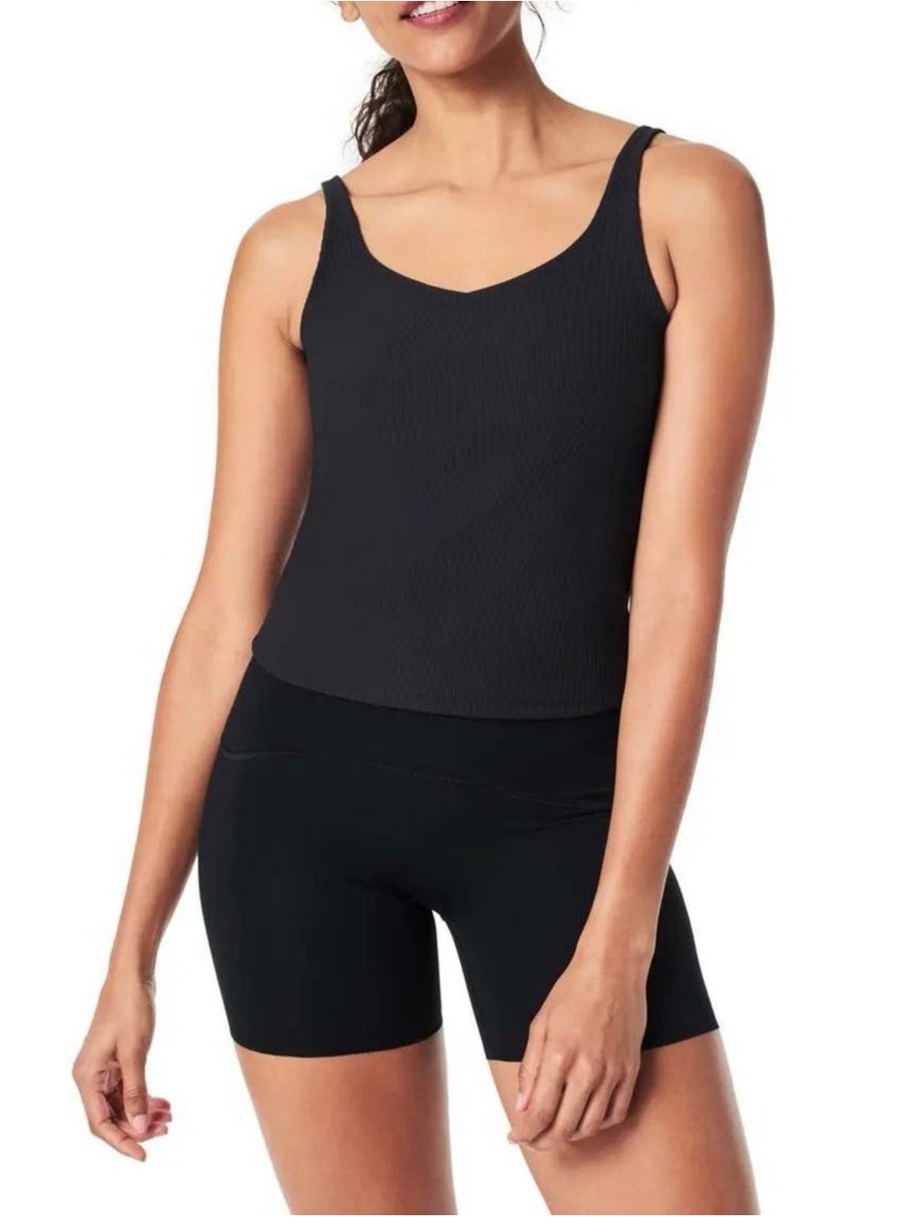 SPANX Black Ribbed Workout Tank